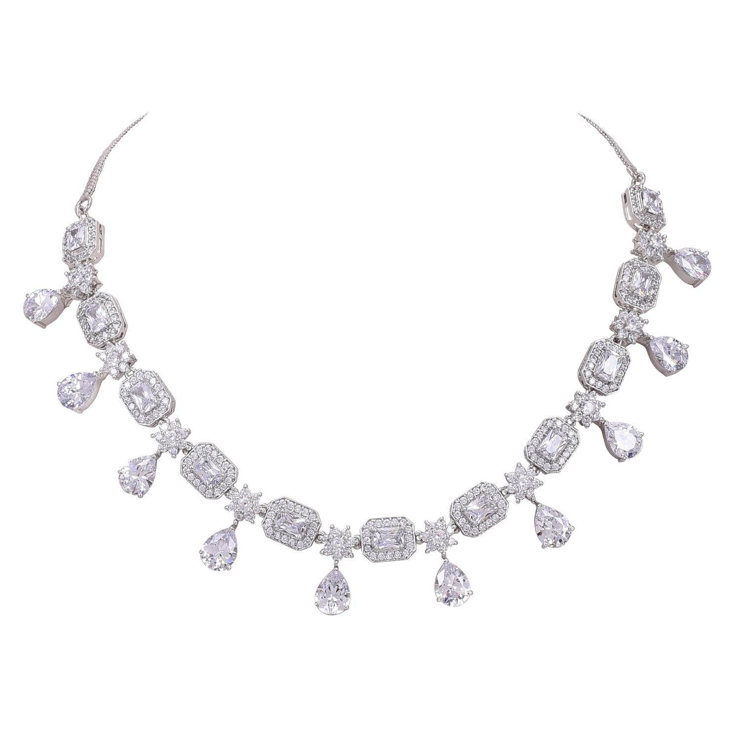 Glittering Handcrafted CZ Necklace Set - A Stunning Jewelry Piece for Women T4 Jewels