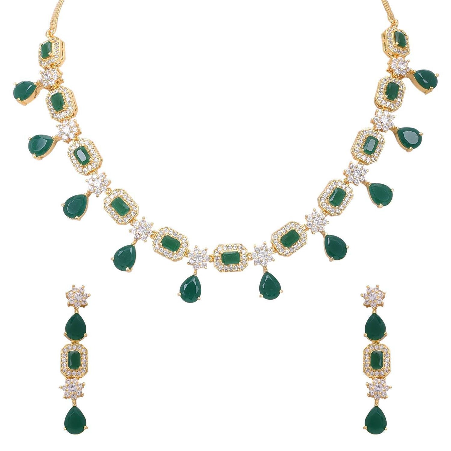 Graceful Handcrafted CZ Necklace Set - A Delicate and Dazzling Jewelry Piece T4 Jewels