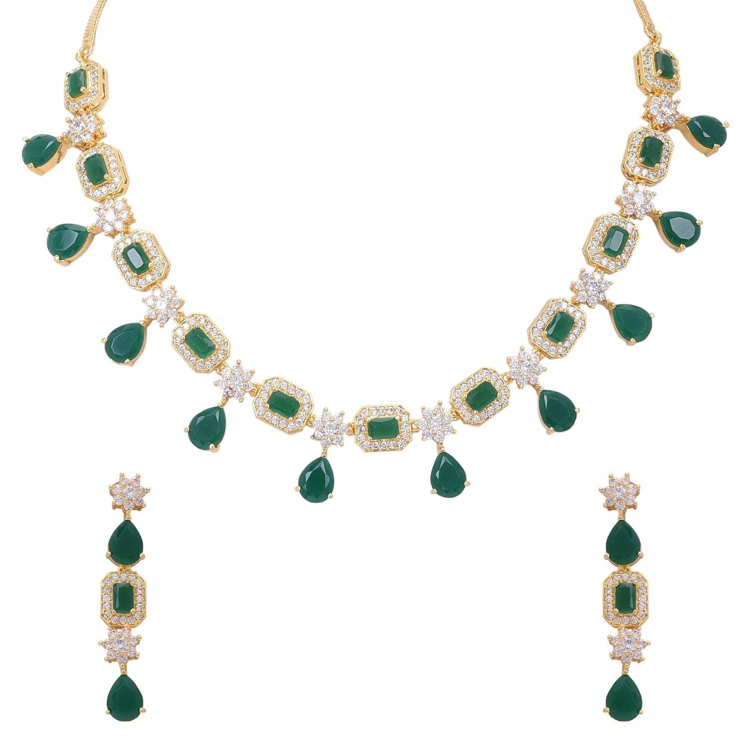 Graceful Handcrafted CZ Necklace Set - A Delicate and Dazzling Jewelry Piece T4 Jewels