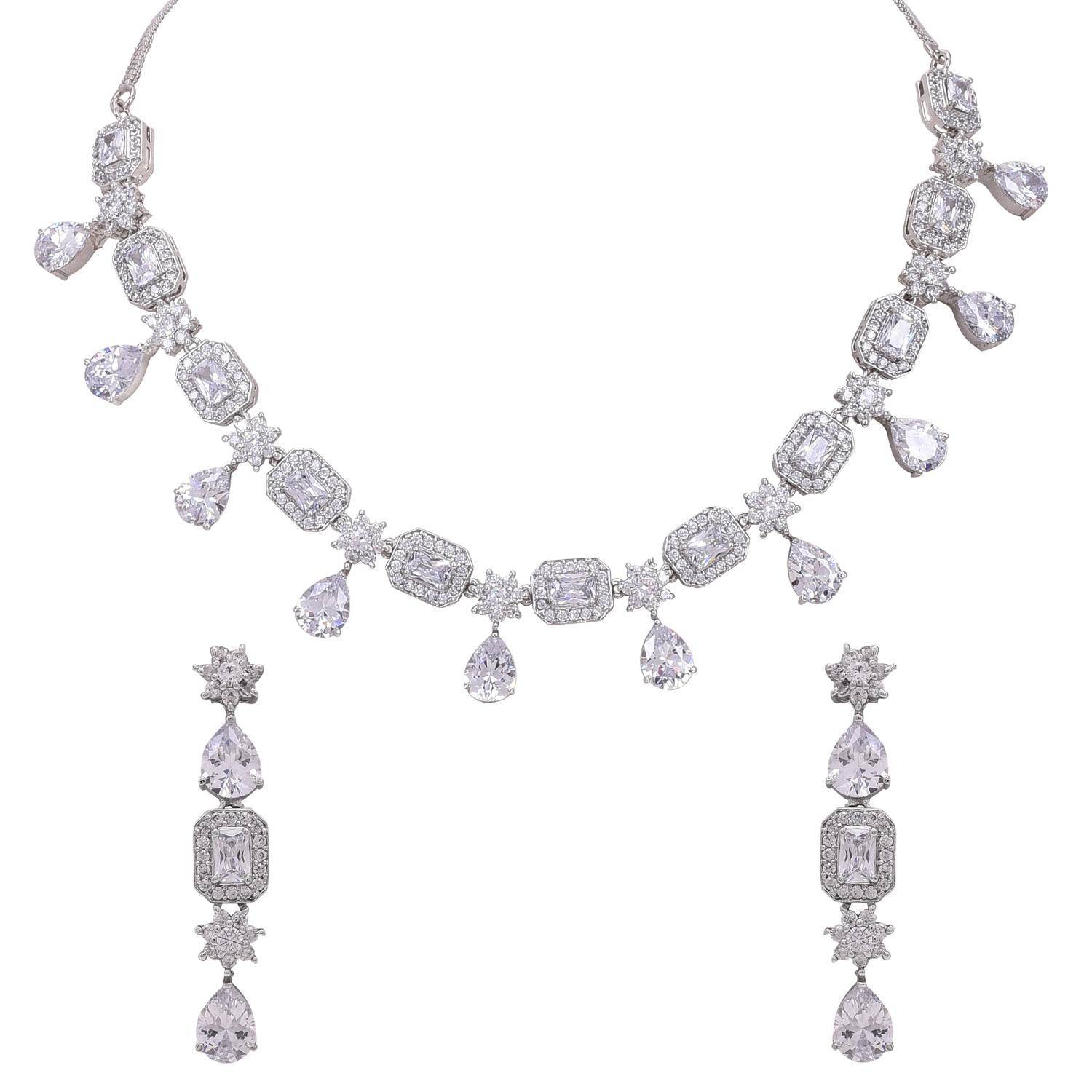 Glittering Handcrafted CZ Necklace Set - A Stunning Jewelry Piece for Women T4 Jewels