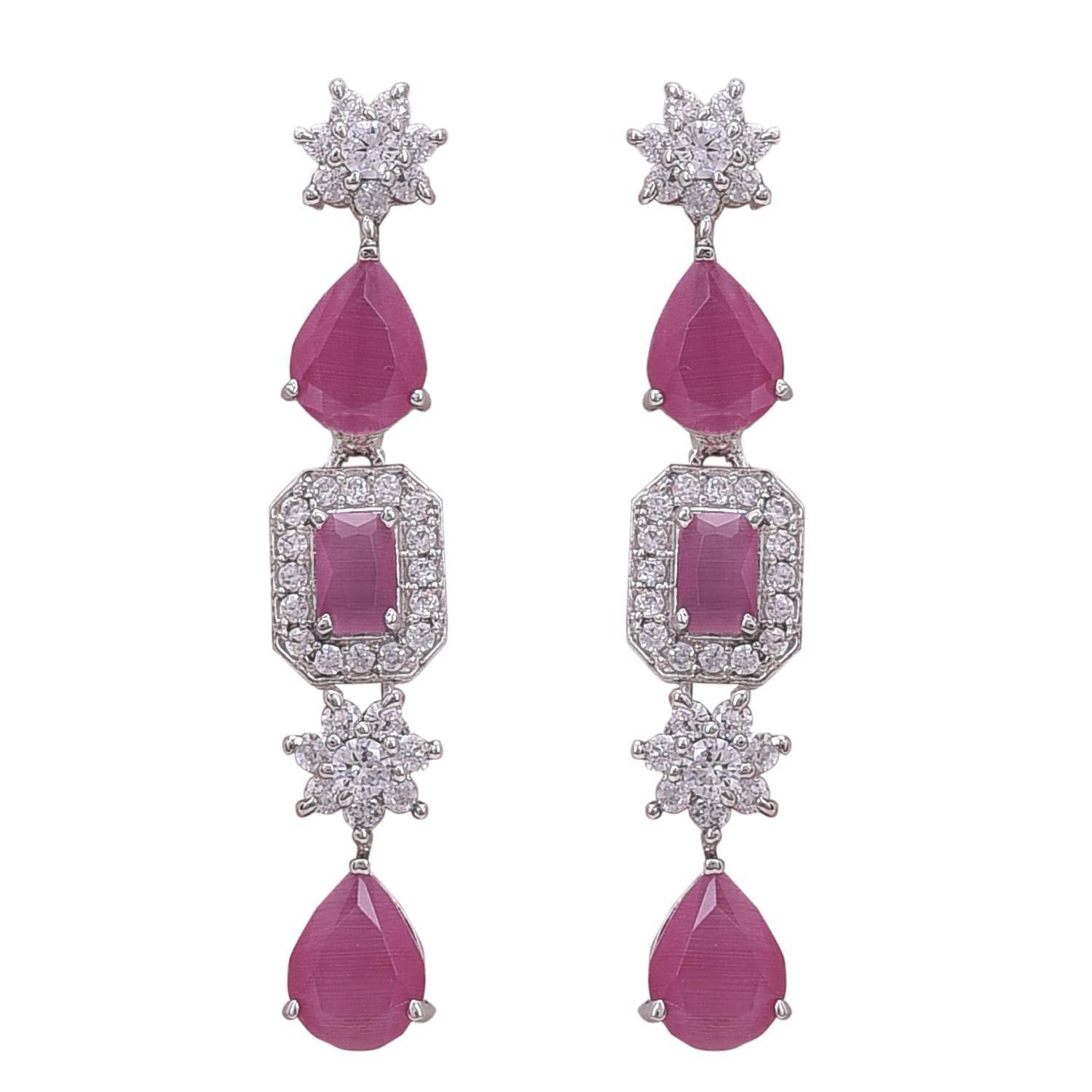 Radiant Handcrafted CZ Necklace Set - A Refined and Graceful Jewelry Piece T4 Jewels