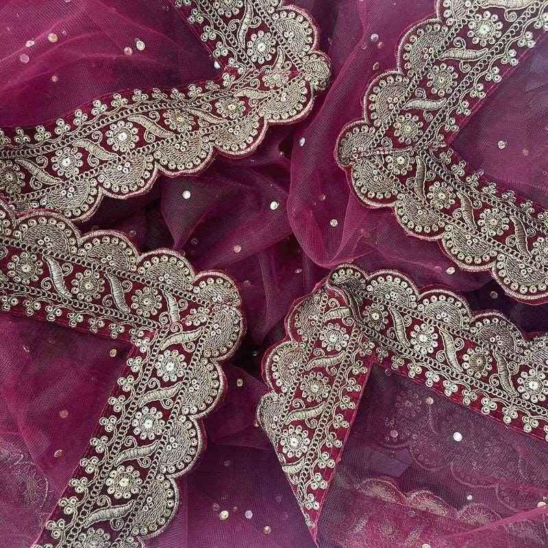 Ayesha Wedding Bridal Name Customize Chunni/Dupatta Wine Customized Chunri For Wedding T4 Jewels