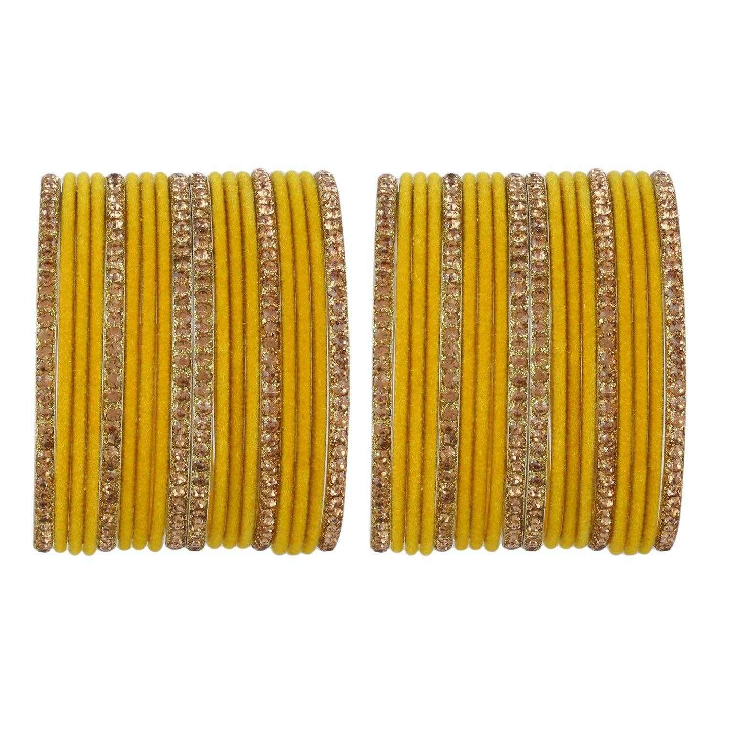 T4 Jewels Velvet Bangle Set With Golden Bangles-69 All Bangle Sets T4 Jewels
