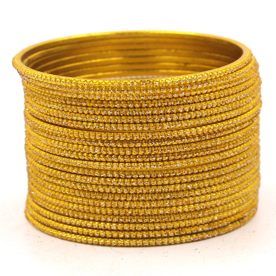 Set of 24 Glitter Bangles by T4 Jewels Yellow Plain Metal Bangles T4 Jewels