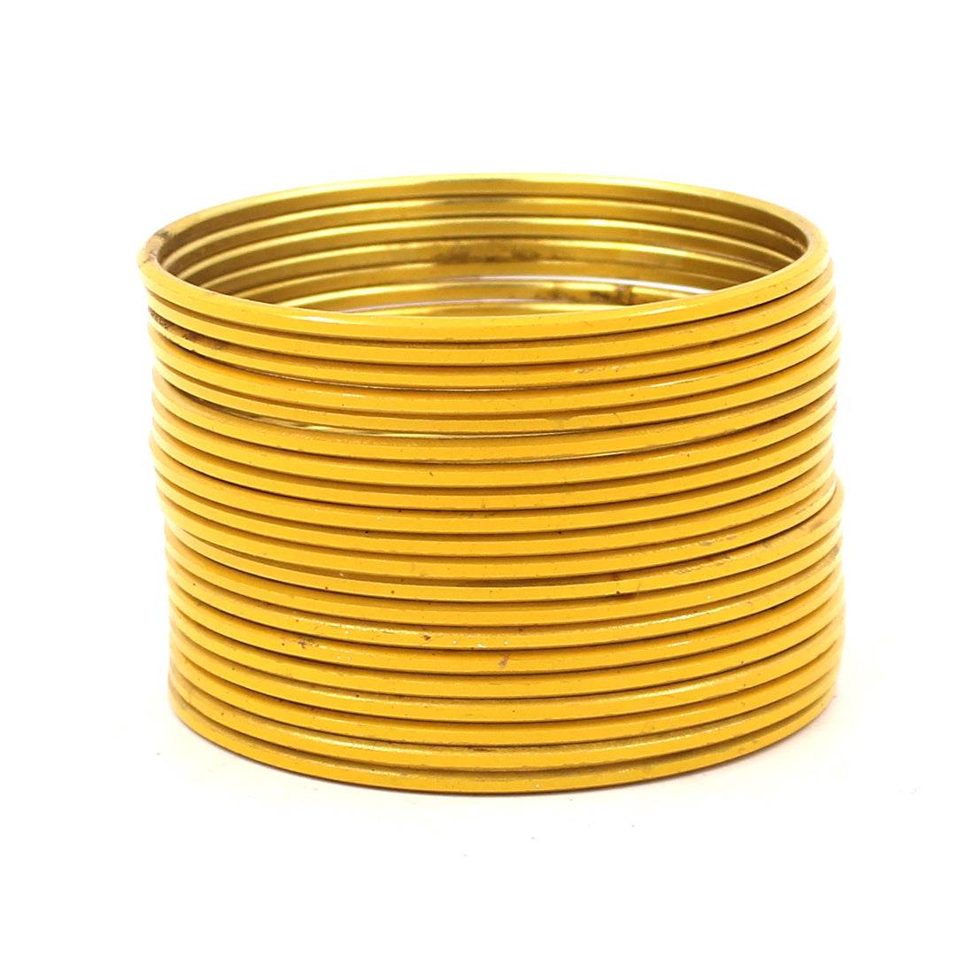 Set of 24 Solid Coloured Plain Metal Bangles by T4 Jewels Yellow Plain Metal Bangles T4 Jewels