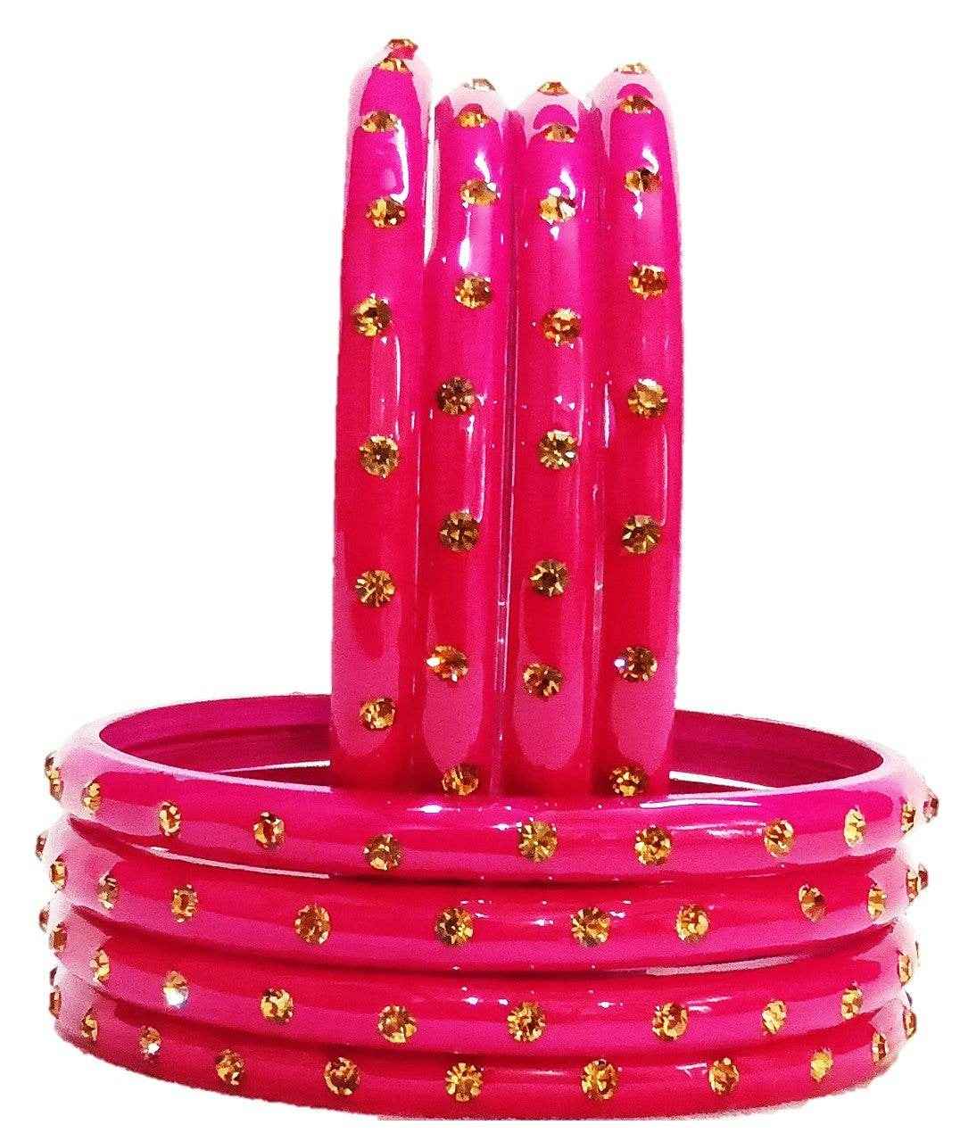 T4 Jewels (Large Size) Many Colors Glass Kada Bangles (Pack Of 8)-SHGN Rani Large Size Bangles T4 Jewels