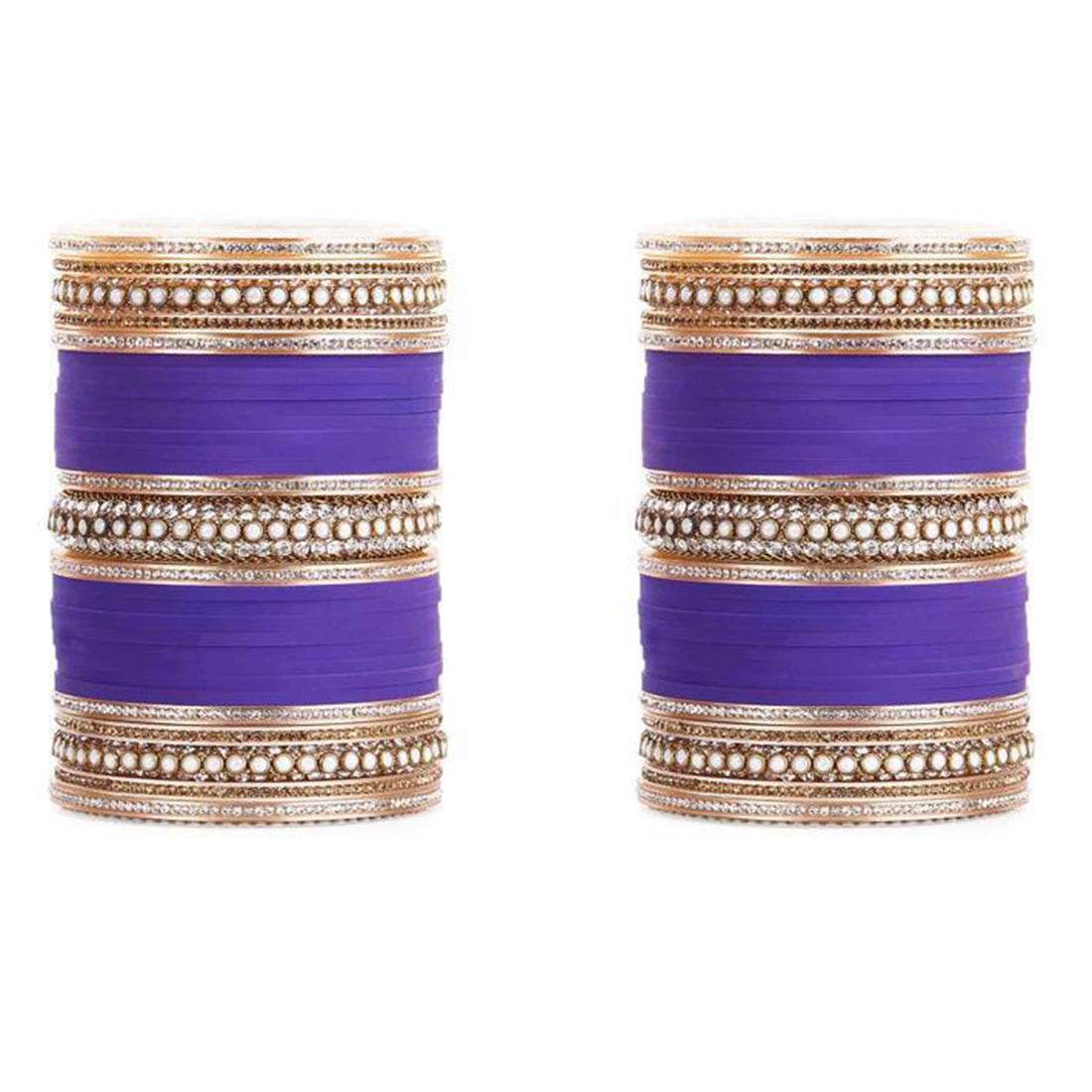 Lac Wedding Chura With Pearl Work Blue Bridal Chuda T4 Jewels