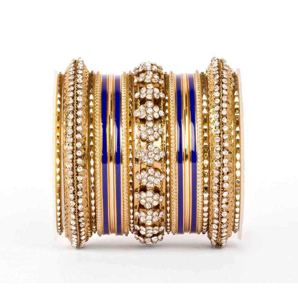 Beautiful Colored Meena Bangle Set For One Hand Blue All Bangle Sets T4 Jewels