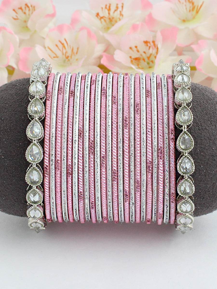 Mehrish Bangle Set Pastel Pink 2.4 Bangles T4 Jewels