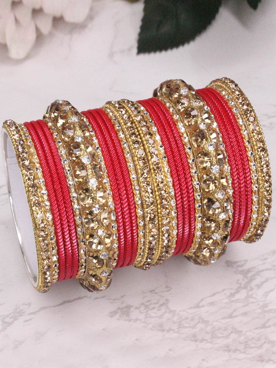 Poorva Bangle Set Red 2.4 Bangles T4 Jewels