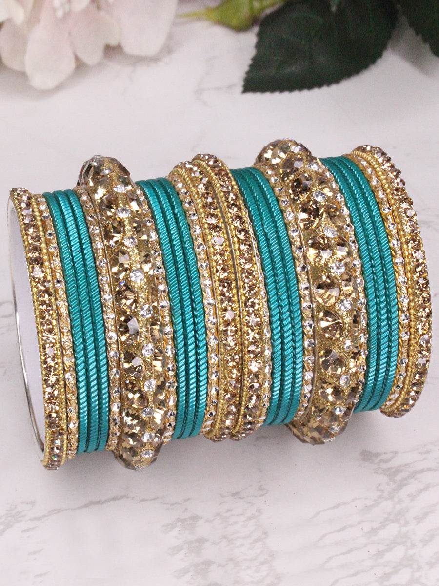Poorva Bangle Set Sea Green 2.1O Bangles T4 Jewels