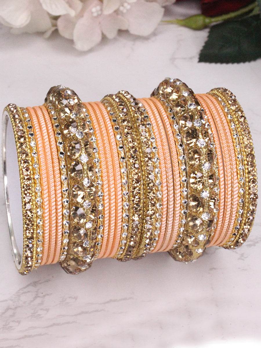 Poorva Bangle Set Peach 2.1O Bangles T4 Jewels