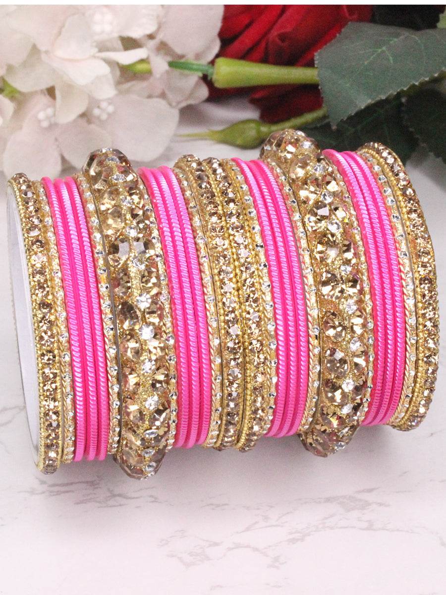 Poorva Bangle Set Pink 2.1O Bangles T4 Jewels