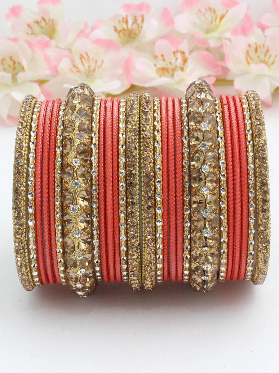 Poorva Bangle Set Orange 2.1O Bangles T4 Jewels