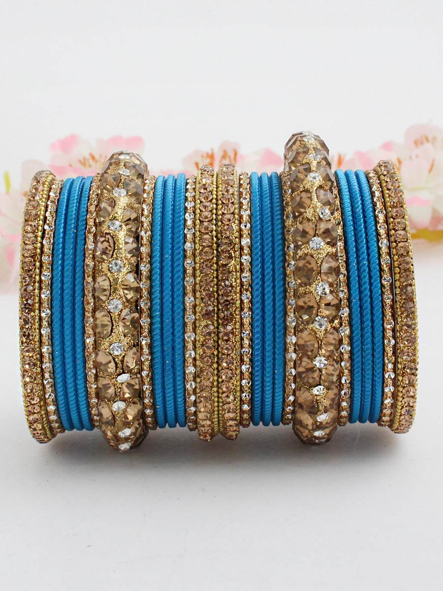 Poorva Bangle Set Aqua Bangles T4 Jewels