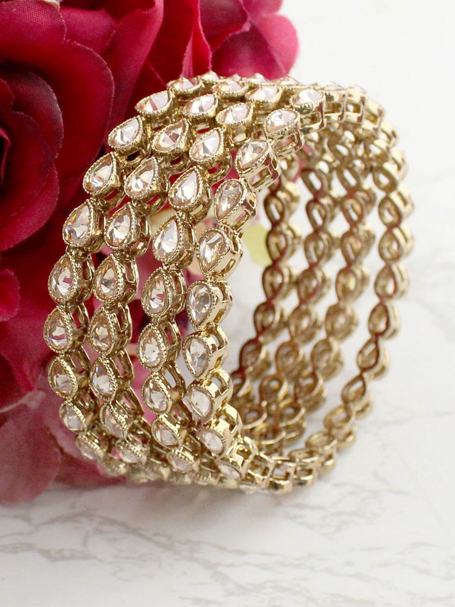 Krutika Bangle Set Golden Bangles T4 Jewels