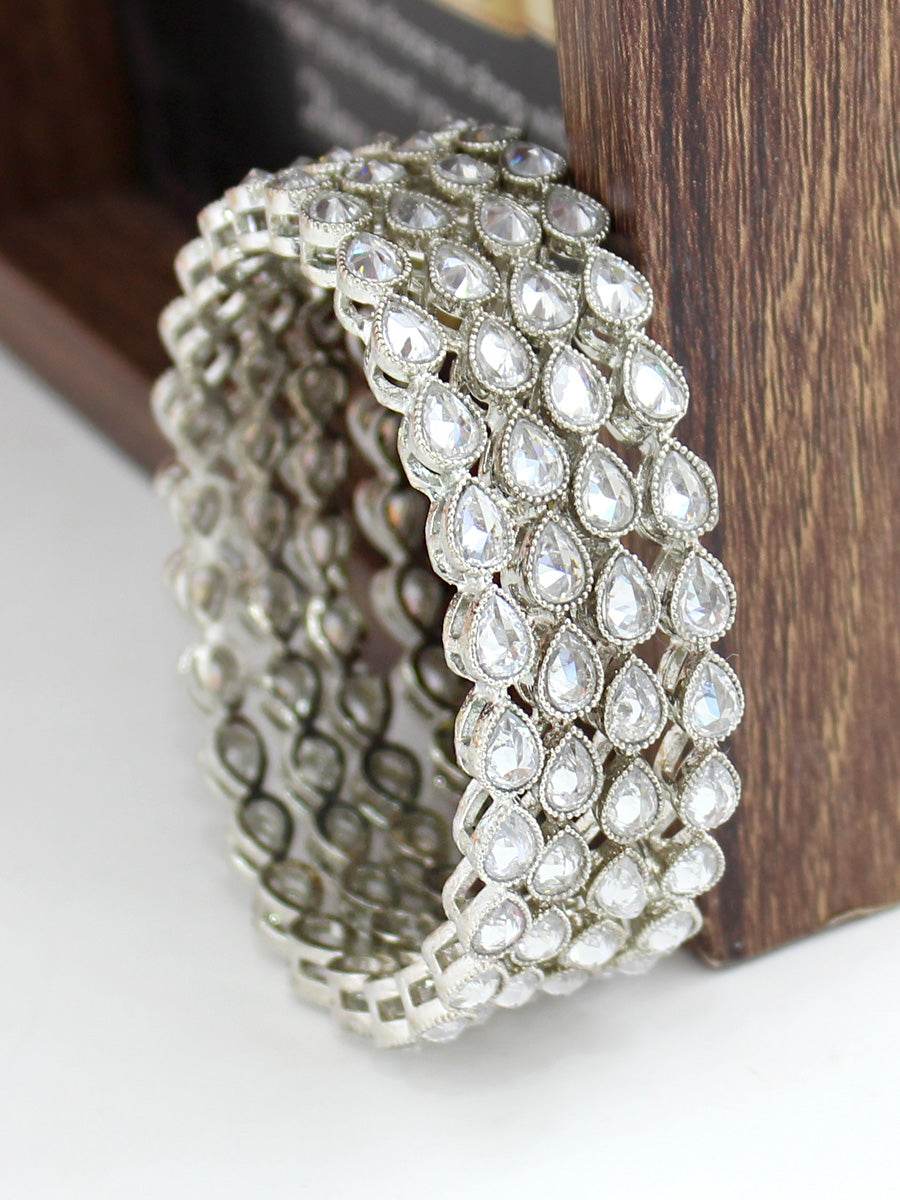Krutika Bangle Set 2.1O Silver Bangles T4 Jewels