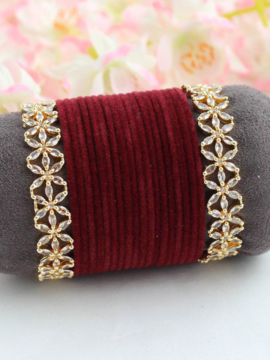 Chaaya Bangle Set Maroon Bangles T4 Jewels