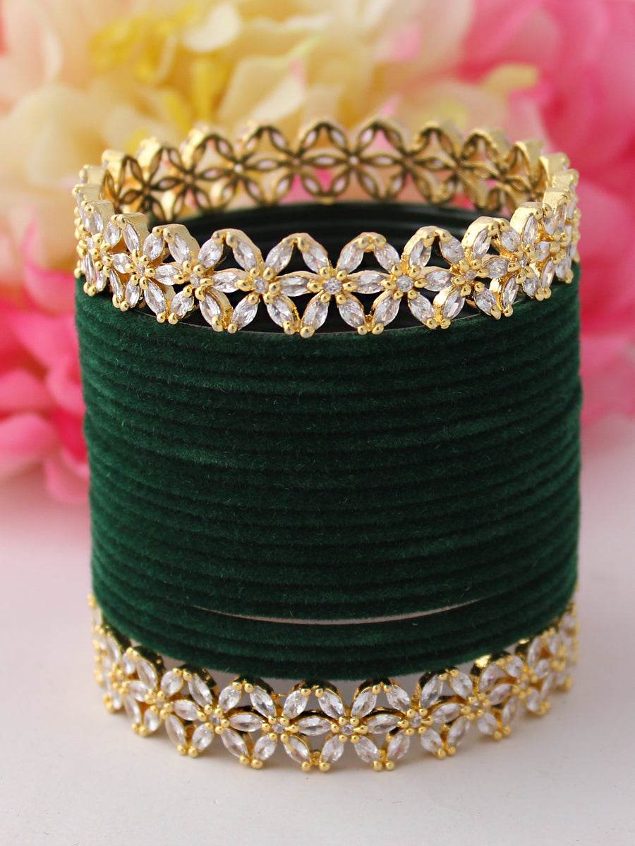 Chaaya Bangle Set Green Bangles T4 Jewels