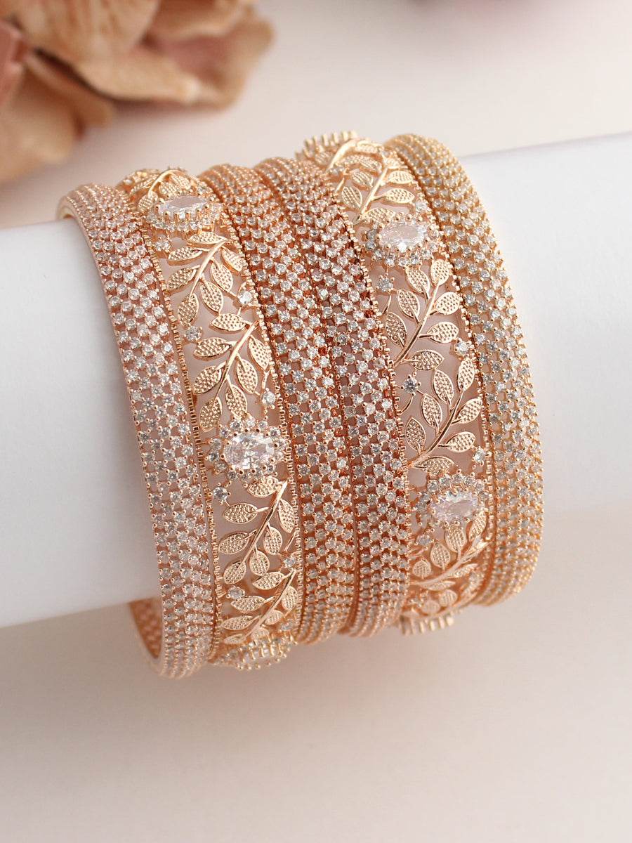 Shruti Bangle Set Rose Gold 2.1O Bangles T4 Jewels