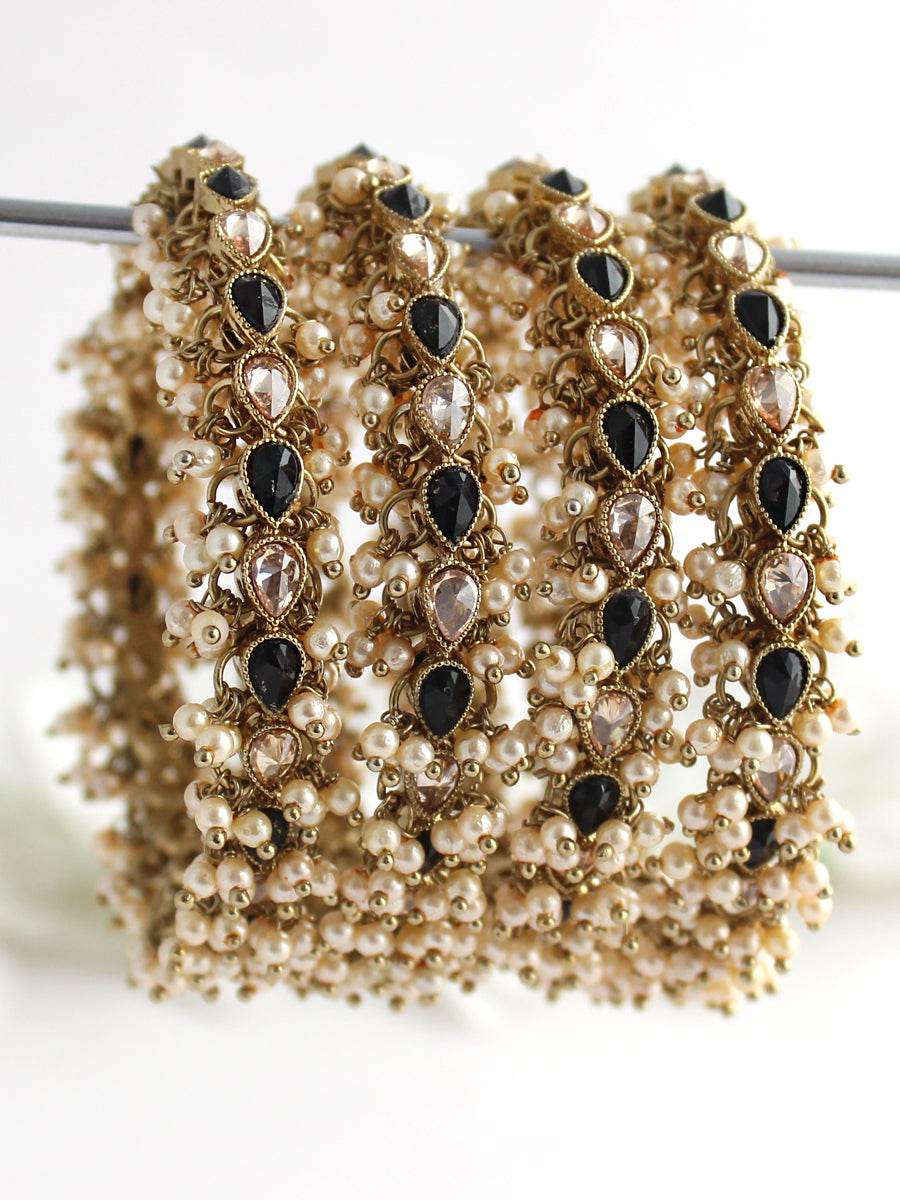 Kayra Bangle Set Golden Black 2.4 Bangles T4 Jewels