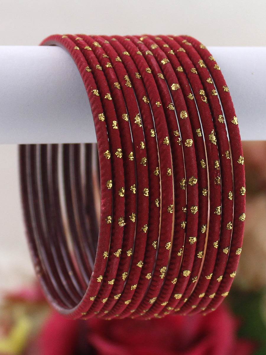 Sia Bangle Set Maroon Bangles T4 Jewels