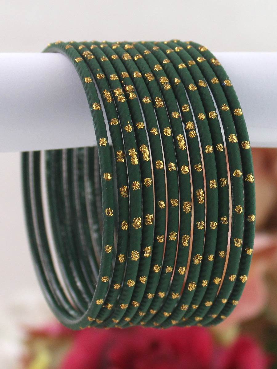 Sia Bangle Set Dark Green Bangles T4 Jewels