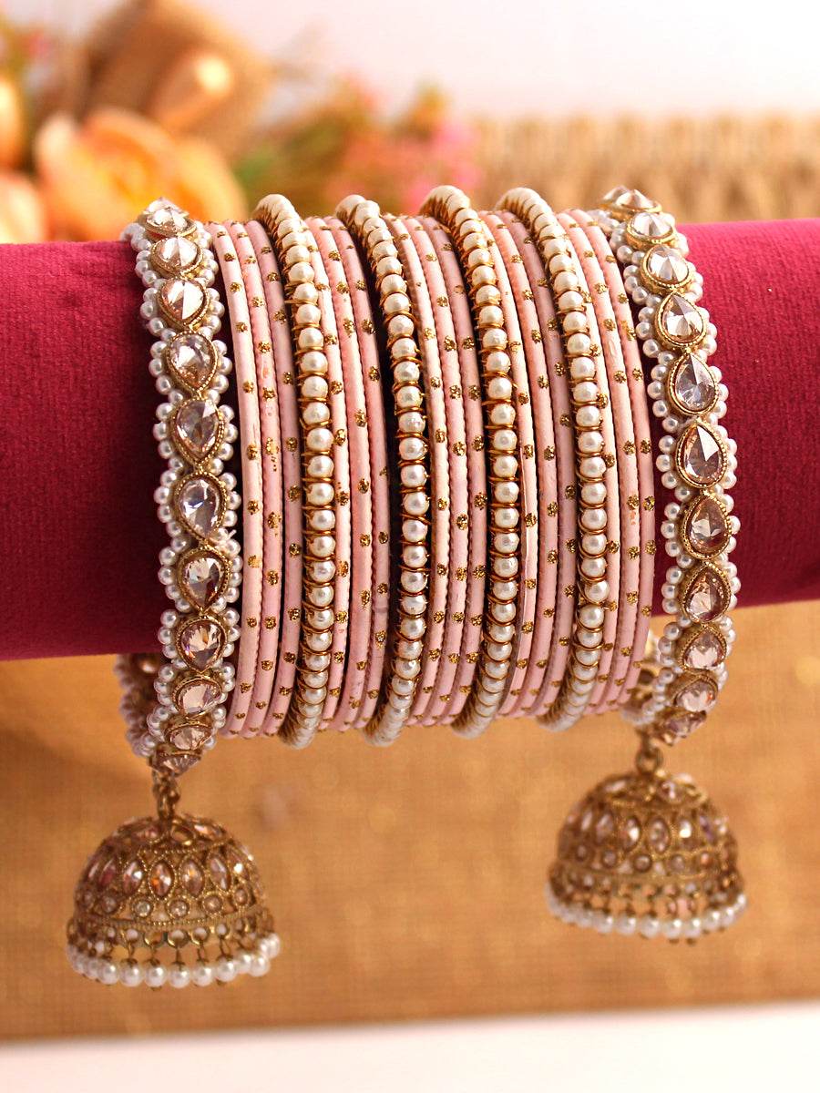 Vaani Bangle Set Light Peach Bangles T4 Jewels