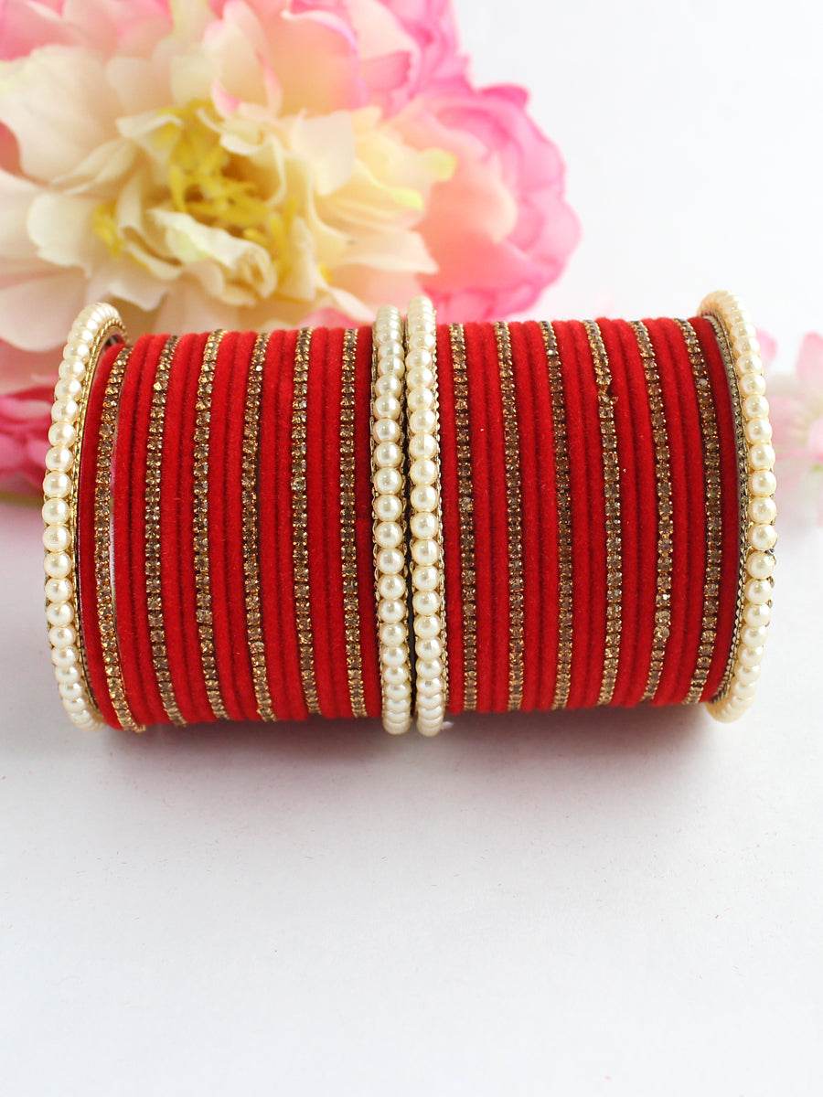 Jaanvi Bangle Set Red Bangles T4 Jewels