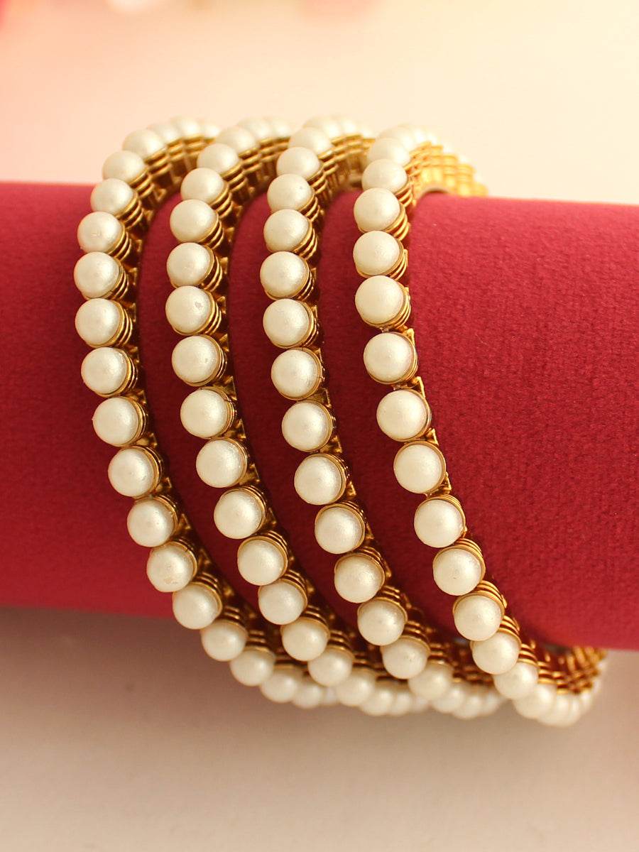 Nitya Bangle Set White Bangles T4 Jewels