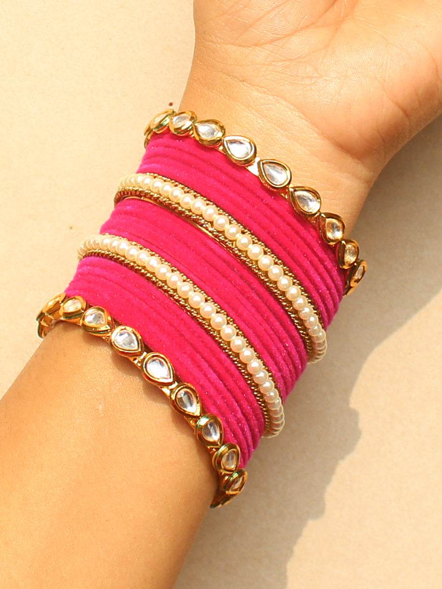 Preksha Bangle Set Hot Pink 2.4 Bangles T4 Jewels