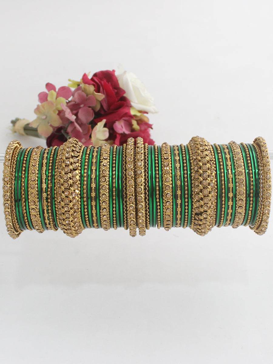 Somya Bangle Set Green Bangles T4 Jewels