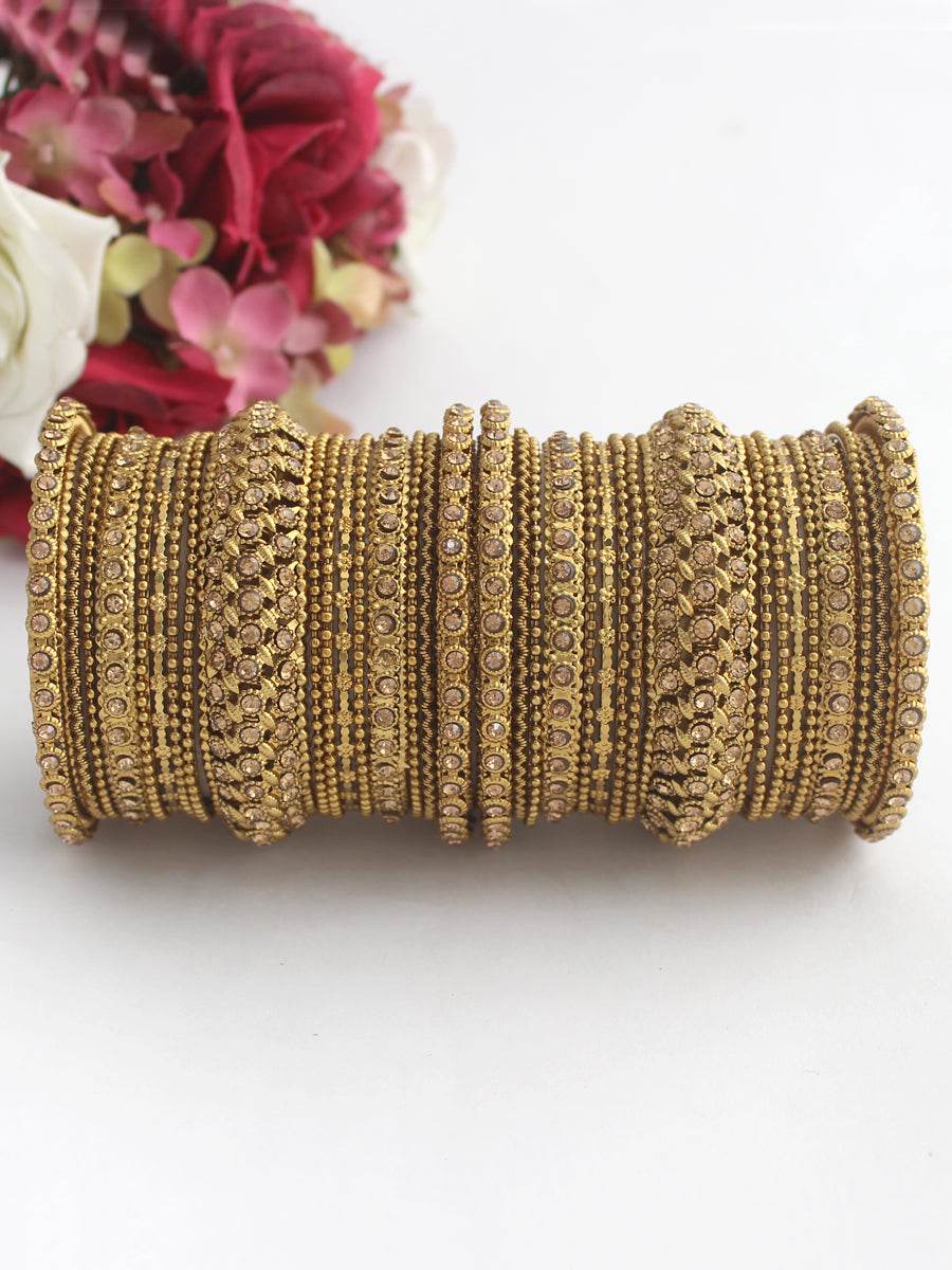 Neeti Bangle Set Antique Gold Bangles T4 Jewels