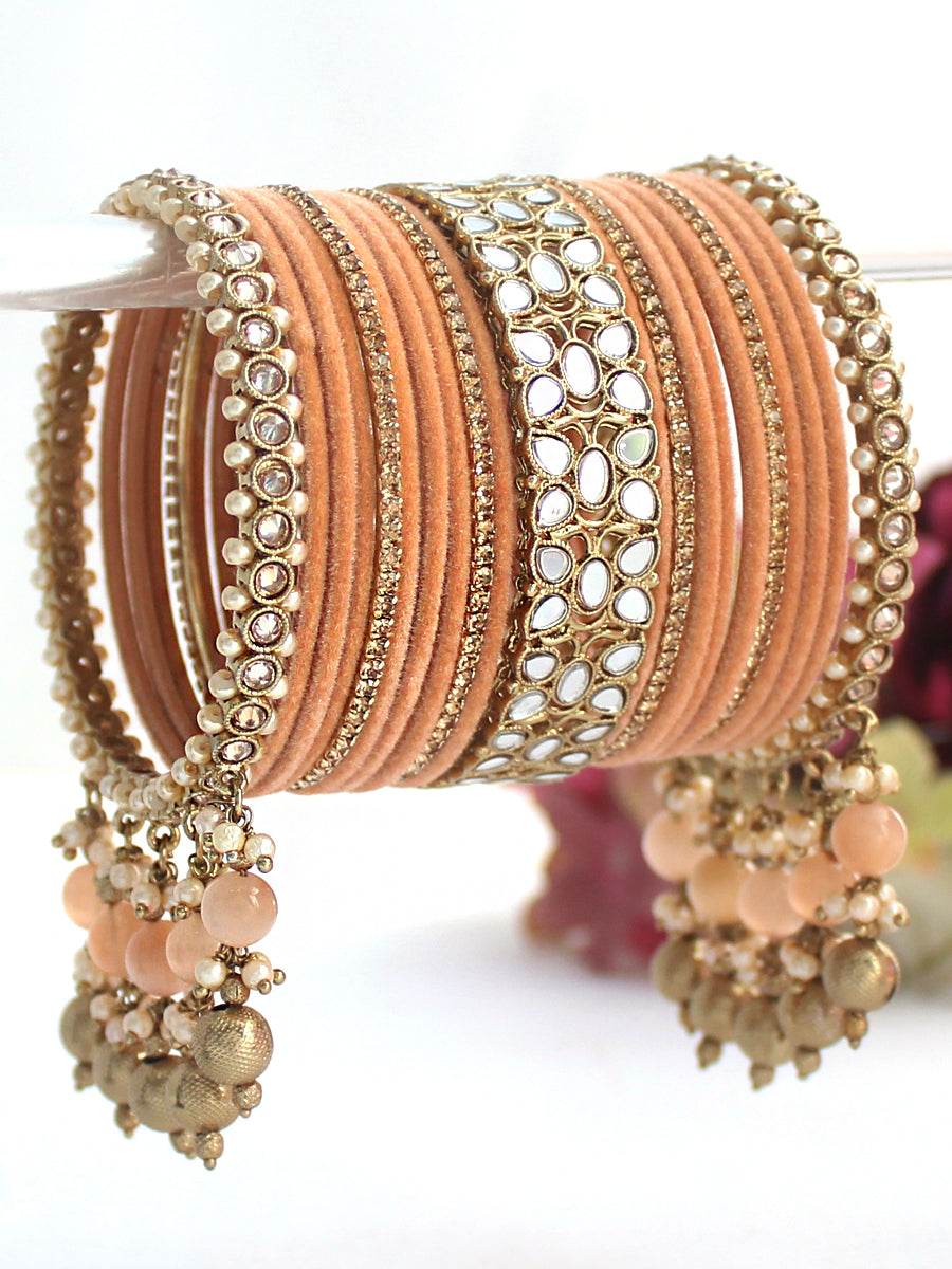 Kamya Bangle Set Velvet Peach 2.8 Bangles T4 Jewels