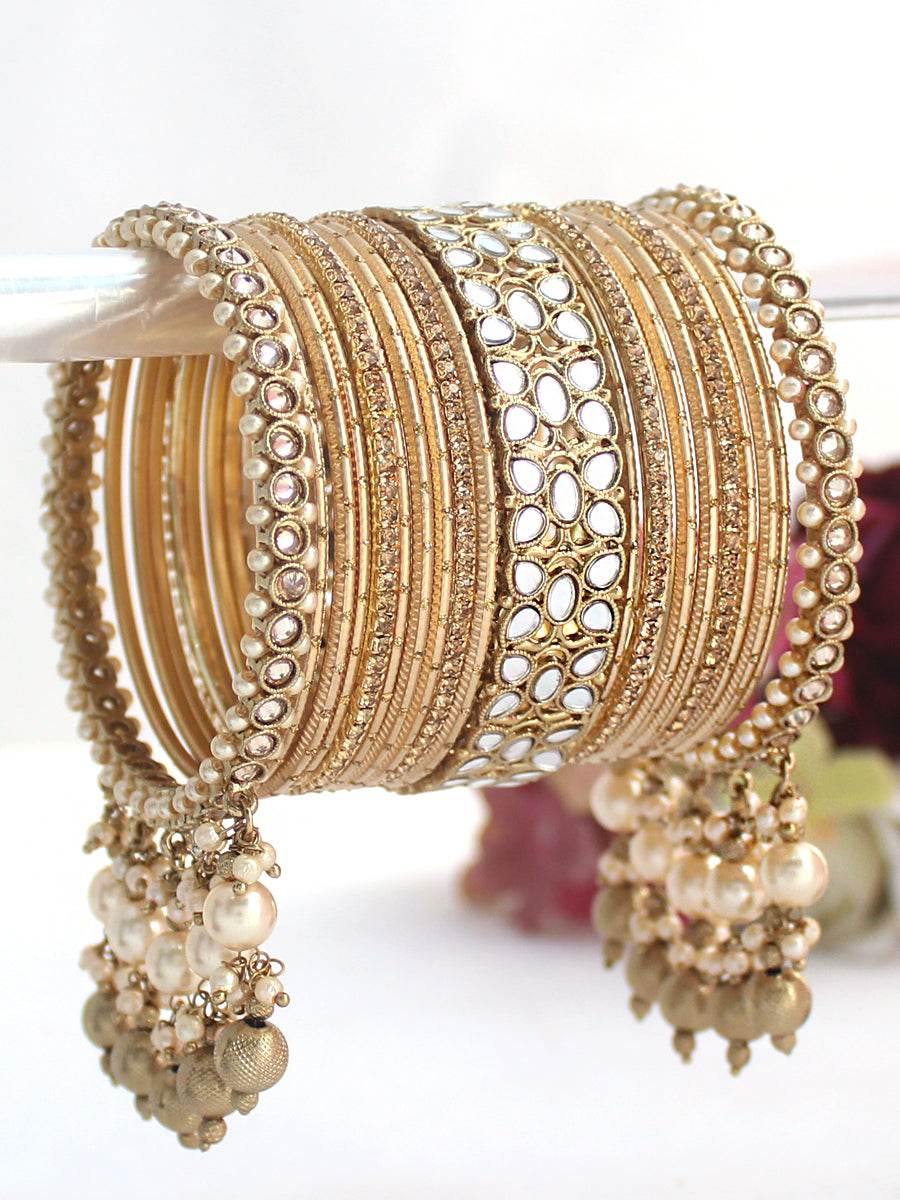 Kamya Bangle Set Matte Gold 2.1O Bangles T4 Jewels