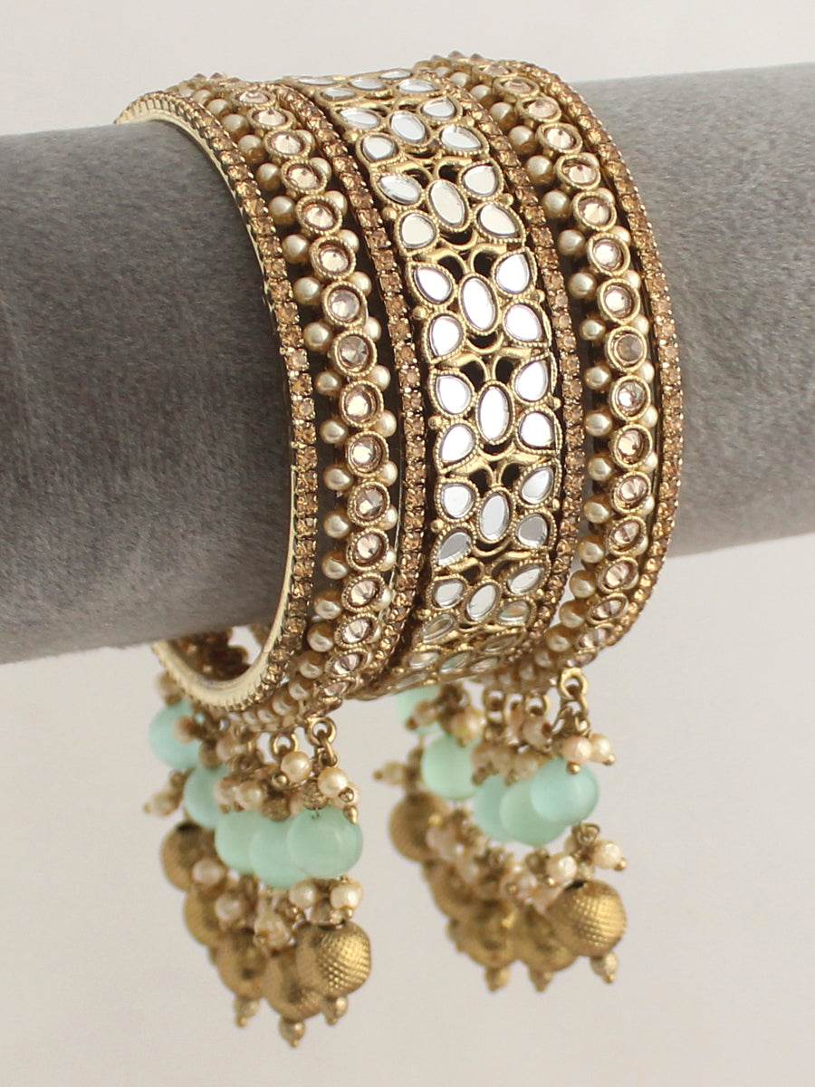 Azeen Bangle Set Mint Green Bangles T4 Jewels
