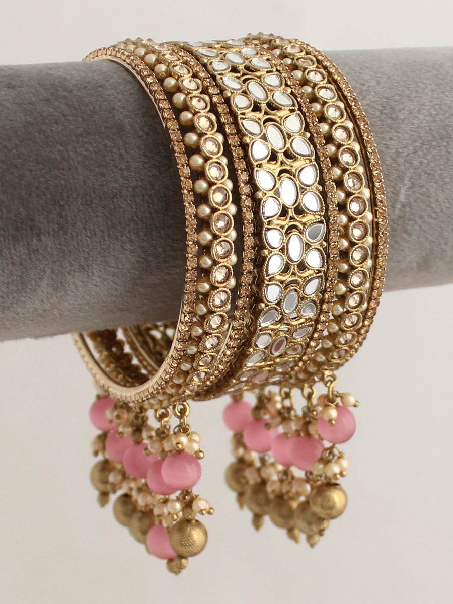 Azeen Bangle Set Pastel Pink Bangles T4 Jewels
