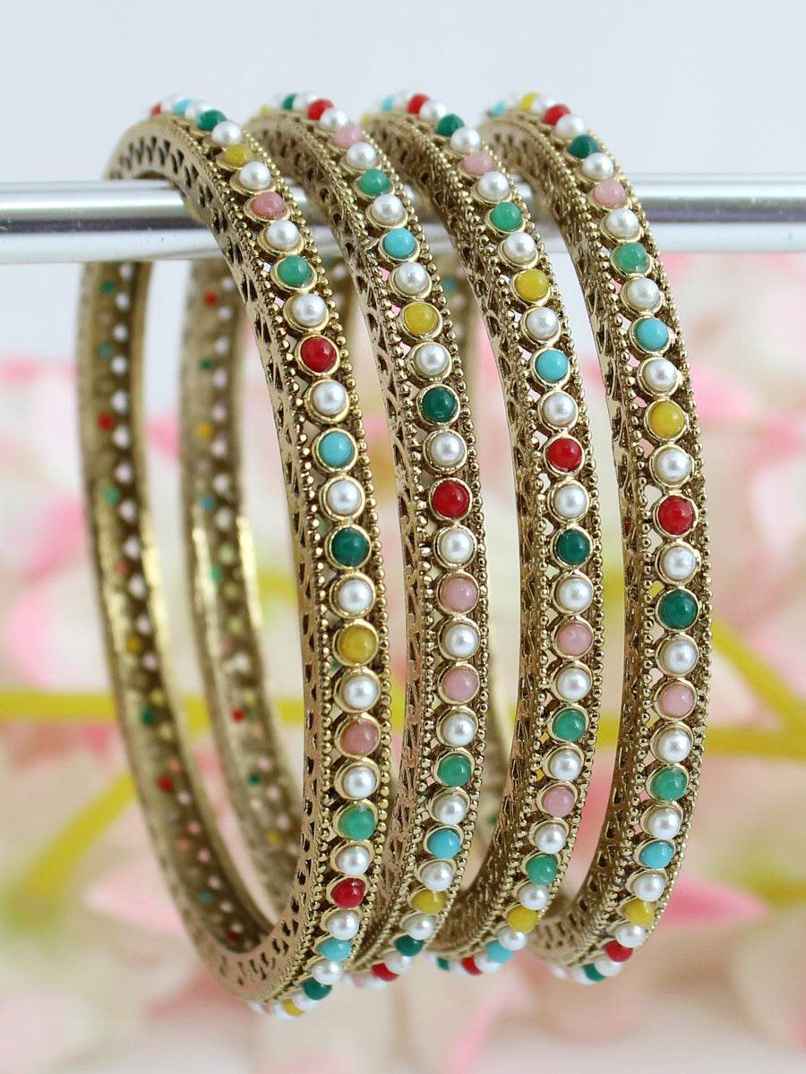 Trisha Pearl Chudi / Bangle Set Multicolor Bangles T4 Jewels