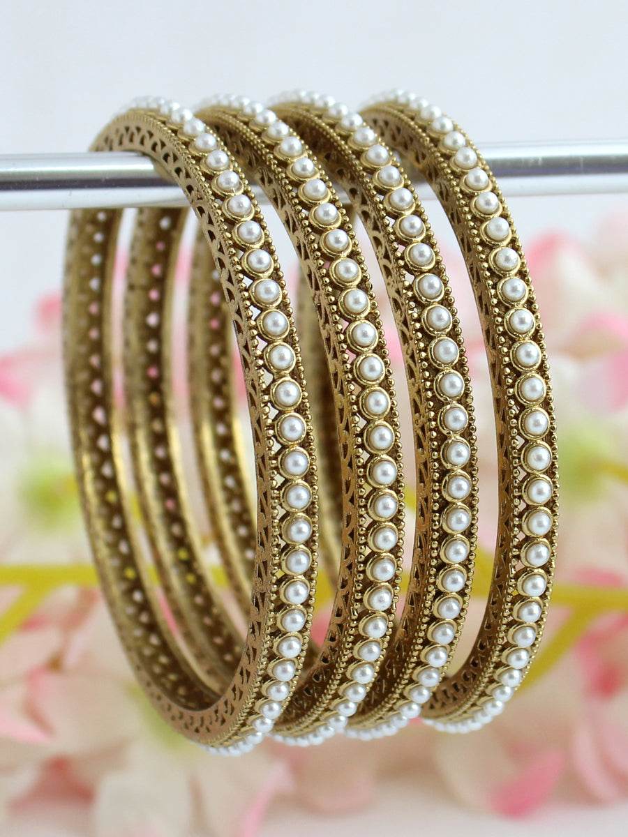 Trisha Pearl Chudi / Bangle Set Golden Bangles T4 Jewels