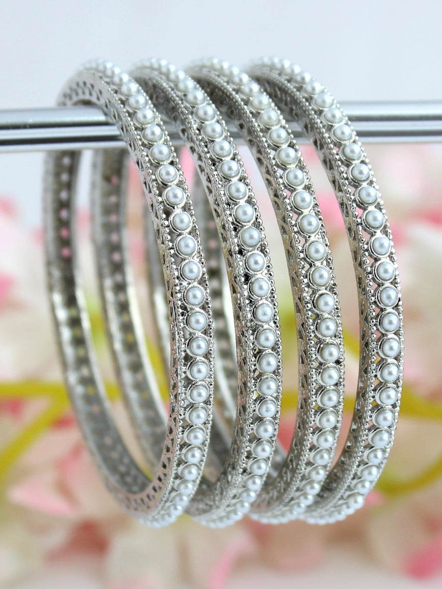 Trisha Pearl Chudi / Bangle Set Silver Bangles T4 Jewels