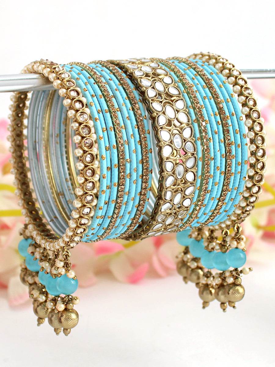 Kamya Bangle Set Matte Turquoise 2.6 Bangles T4 Jewels