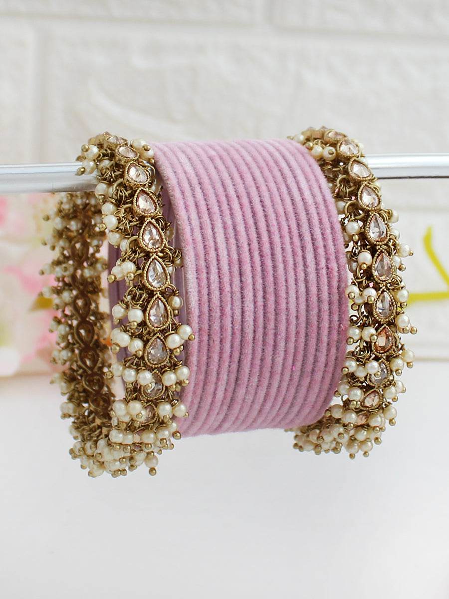 Sharvi Bangle Set Pastel Pink Bangles T4 Jewels