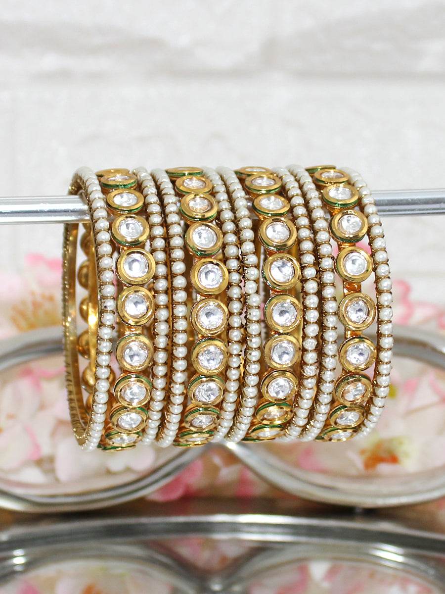 Sanchi Bangle Set White Bangles T4 Jewels