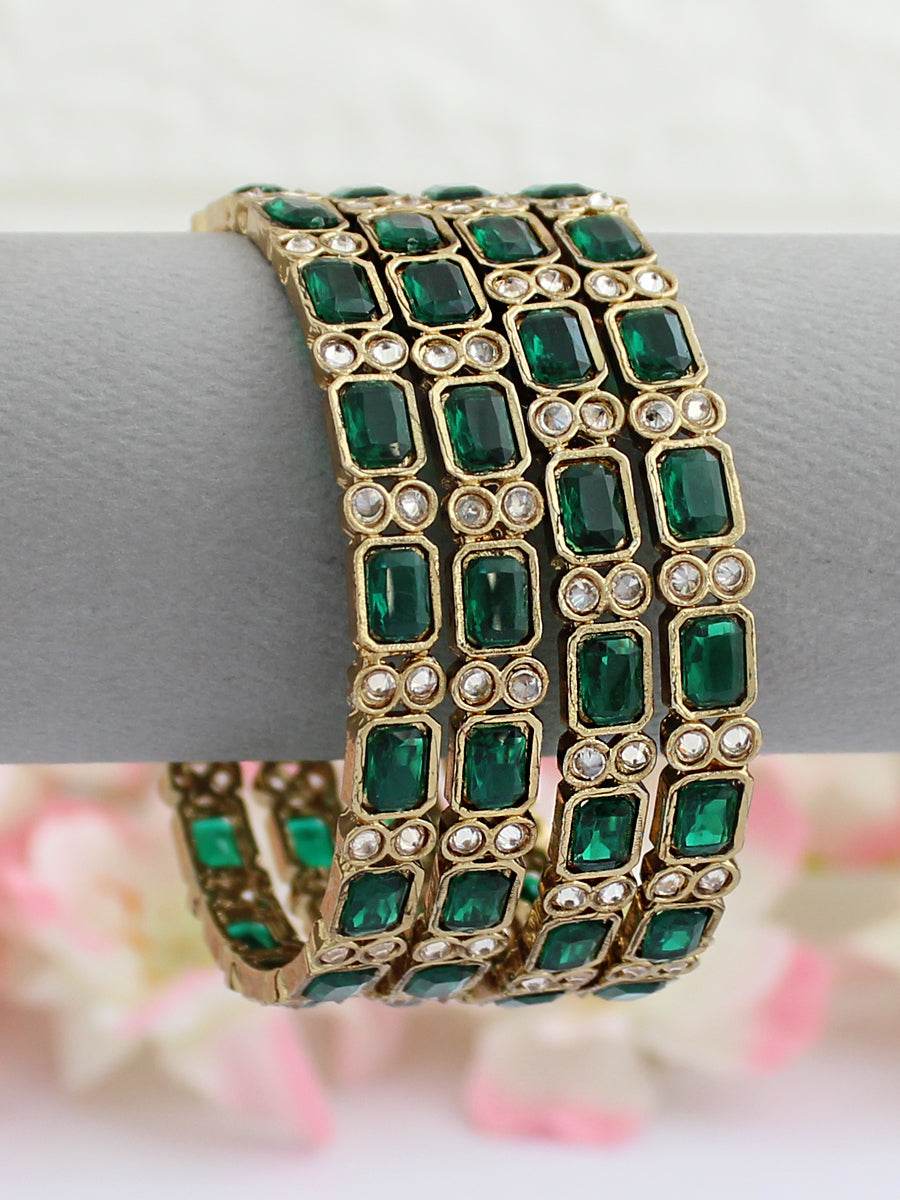 Ruhina Bangle Set Green 2.8 Bangles T4 Jewels
