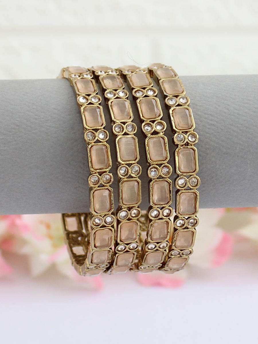 Ruhina Bangle Set Peach Bangles T4 Jewels