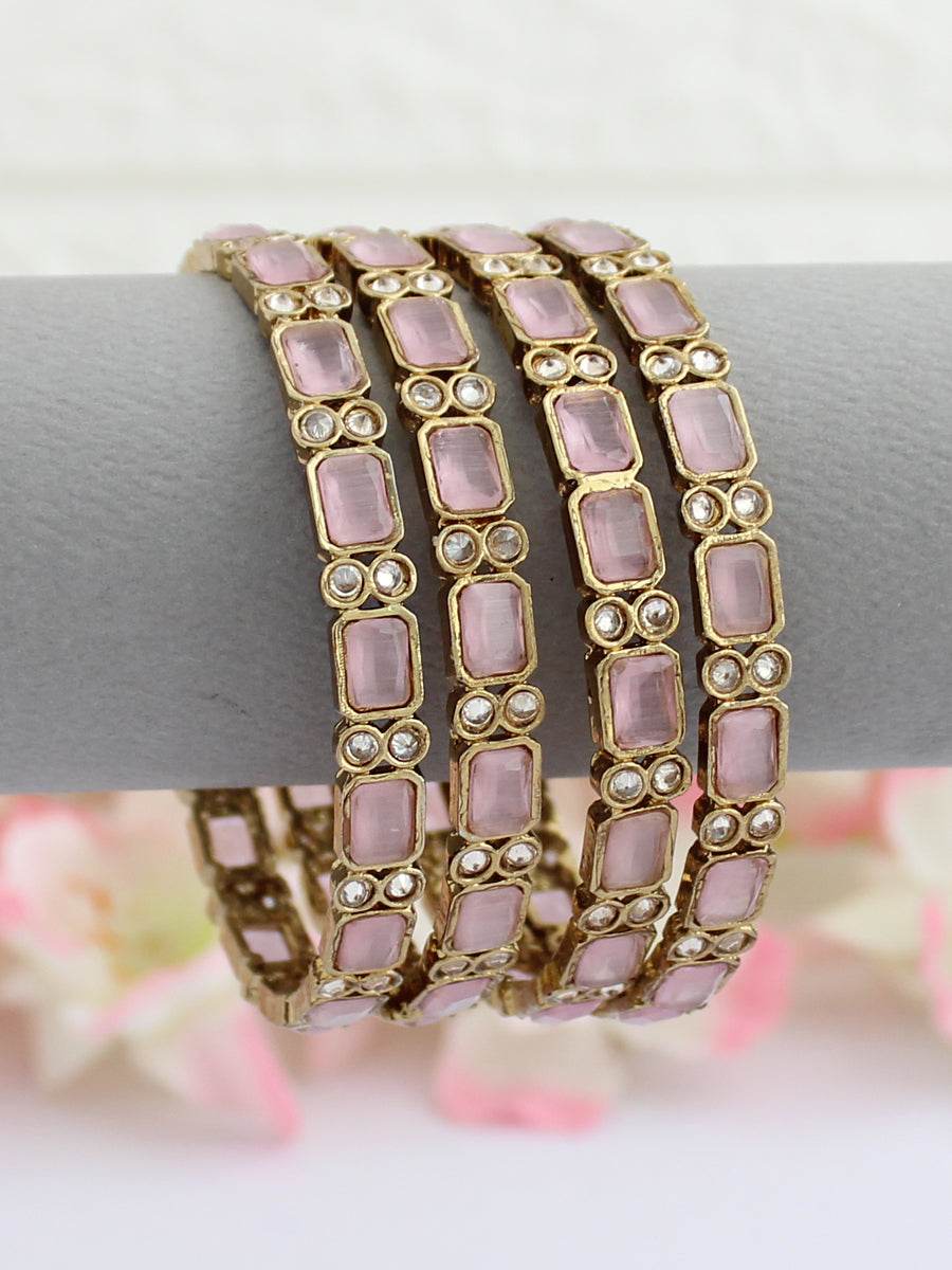 Ruhina Bangle Set Pastel Pink Bangles T4 Jewels