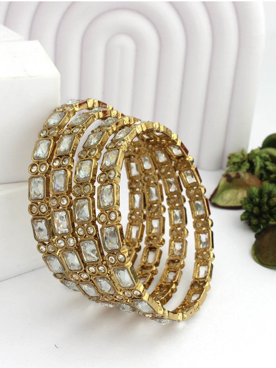 Megha Bangle Set White Bangles T4 Jewels