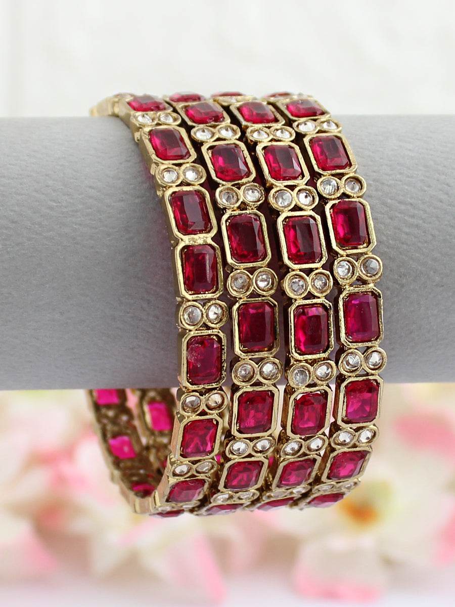 Ruhina Bangle Set Hot Pink Bangles T4 Jewels