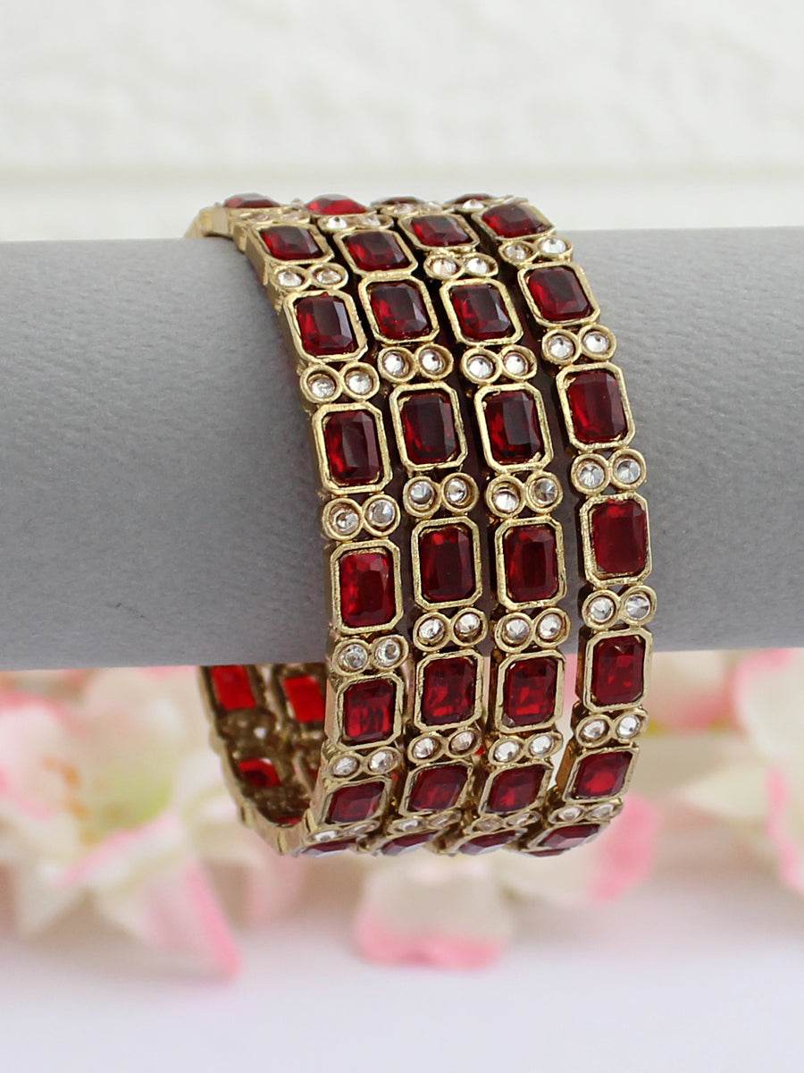 Ruhina Bangle Set Maroon Bangles T4 Jewels