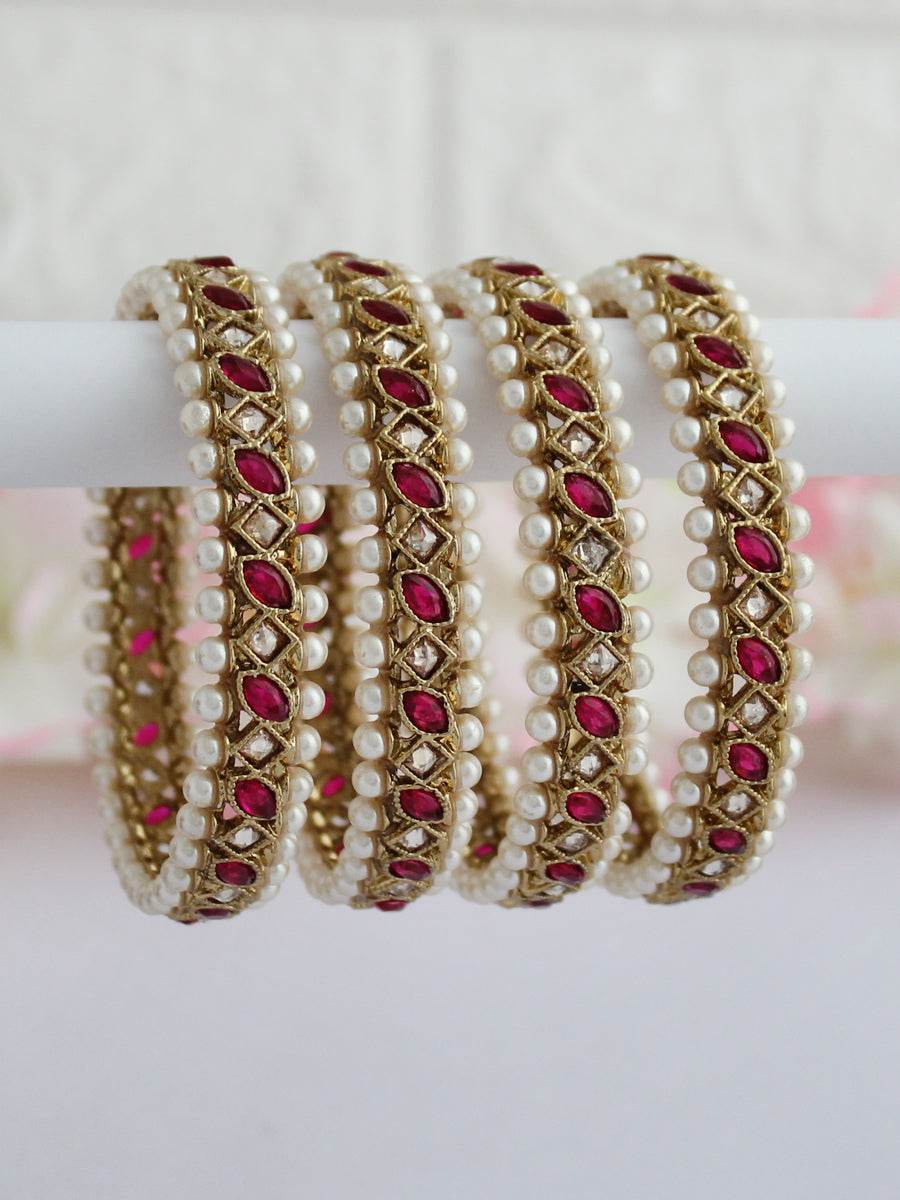 Kinjal Bangle Set Hot Pink Bangles T4 Jewels